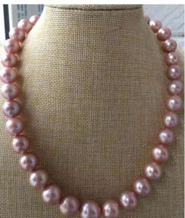 

9-10mm natural tahitian Violet pearl necklace 14K Exquisite gifts