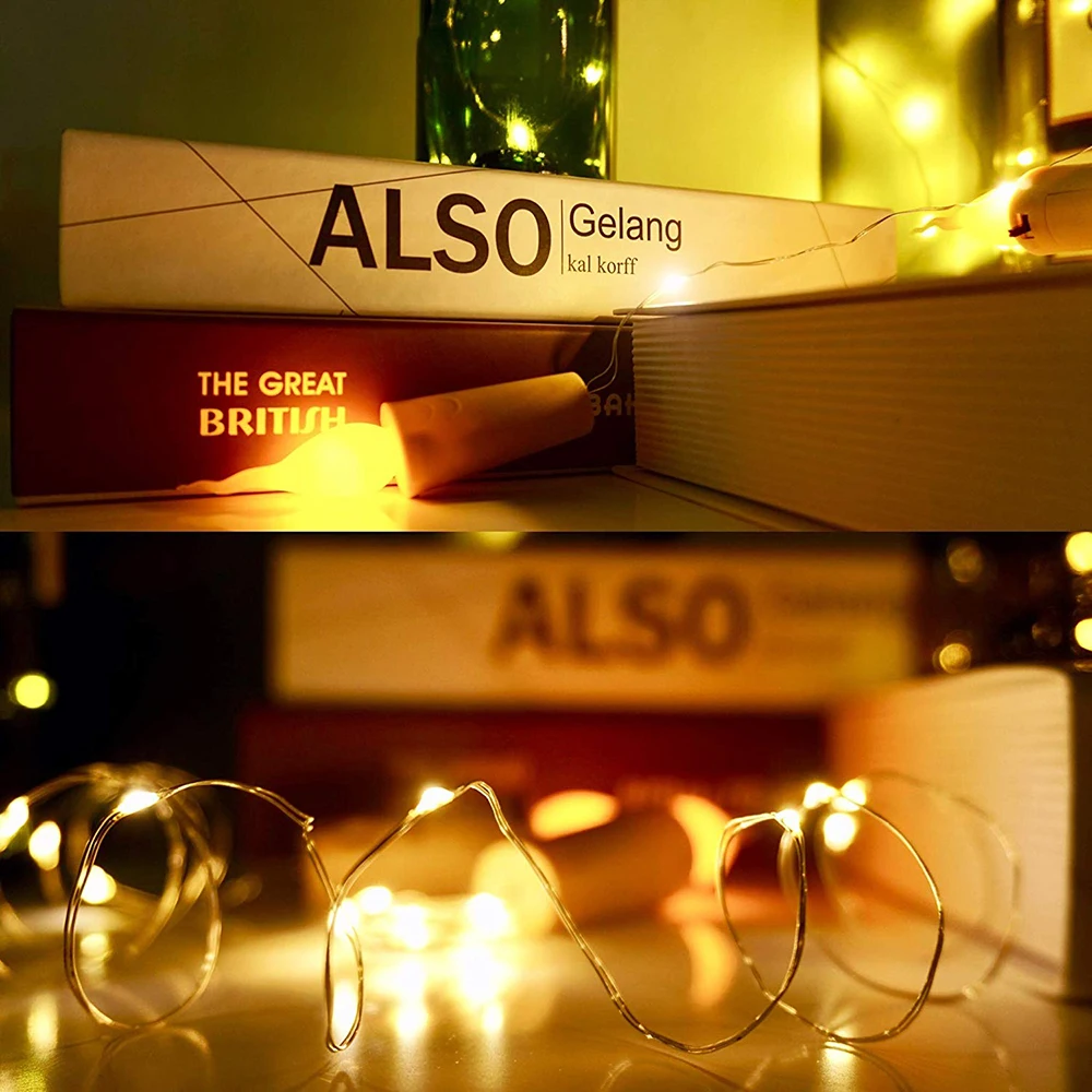 

1M 2M Flameless Candle Wine Bottle Cork LED String Lights Christmas Copper Wire Wine Bottle lights for Party Wedding Decoration