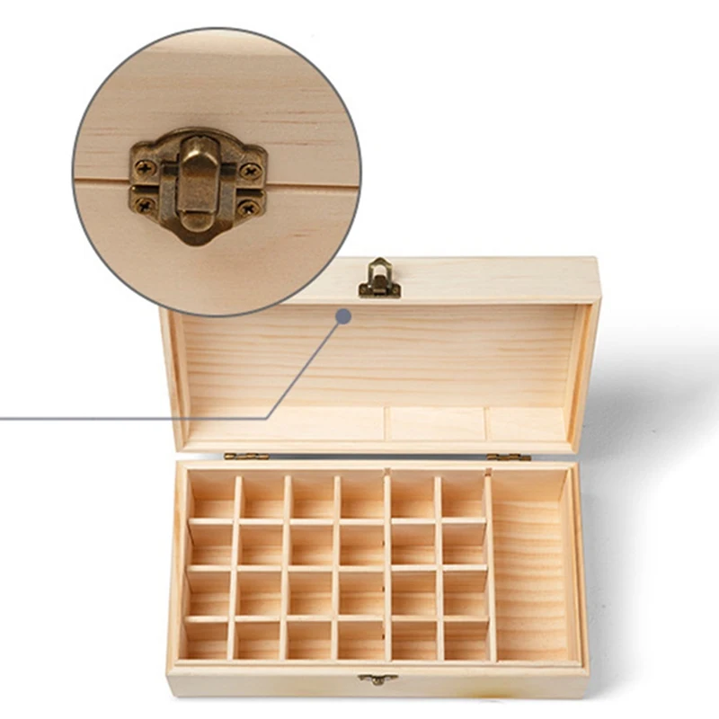 

Wooden Storage Box 25 Grids Essential Oil Carrying Case Aromatherapy Container Treasure Jewelry Storage Box Tough And Durable