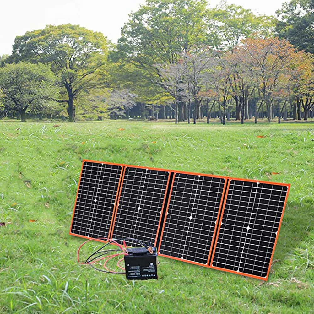 Online 120W 12V Kit Panel Surya Dapat Dilipat Pengisi Daya Surya Portabel 5V USB 18V DC Output Untuk RV/Camper/Power Station/Ponsel/Baterai Mobil