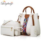 Комплект из 4 сумочек и кошельков для женщин, повседневные сумки через плечо из искусственной кожи, сумка-тоут, 2021