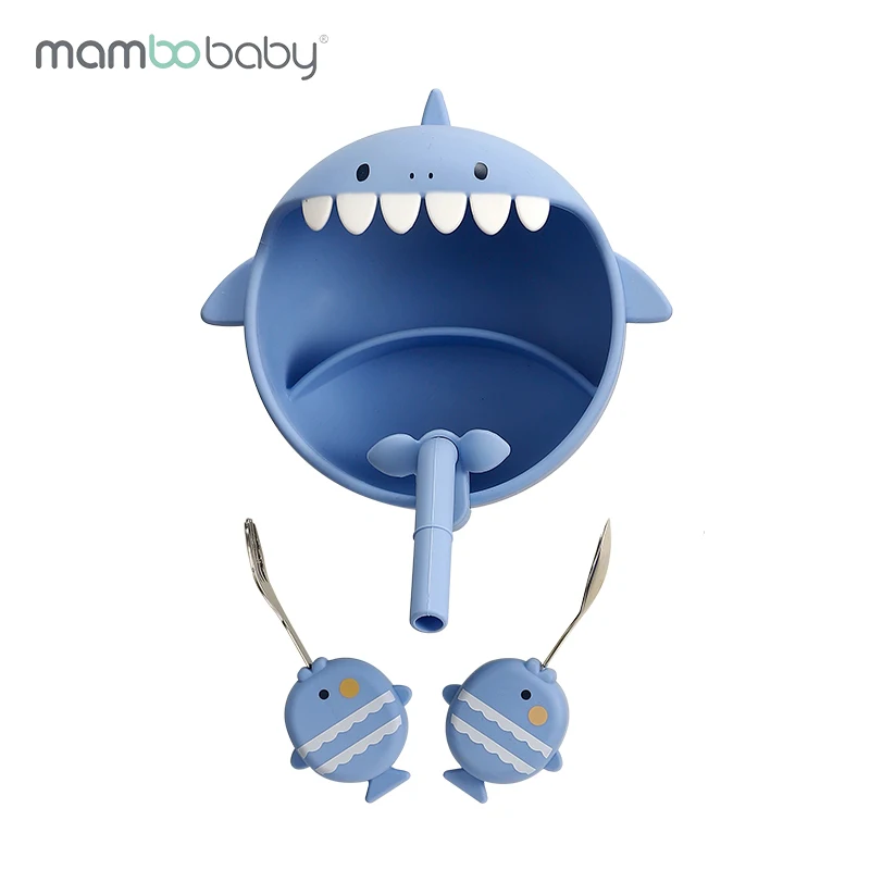 

Mambobaby Baby Soup Drinking Straw Bowl Baby Suction Cup Silicone Sub-division Food Supplement Bowl Children's Learn Cutlery Set