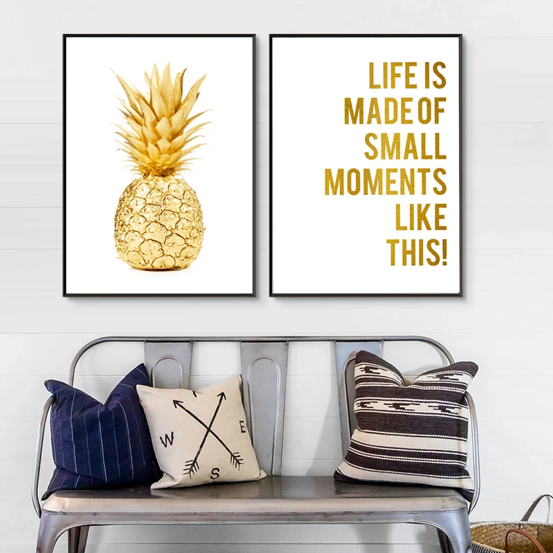 Кавычки Настенная живопись абстрактные плакаты и принты желтый ананас украшение
