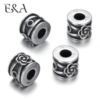 4pcs stainless steel rose flower beads for 5mm leather cord bracelet making metal jewelry accessories