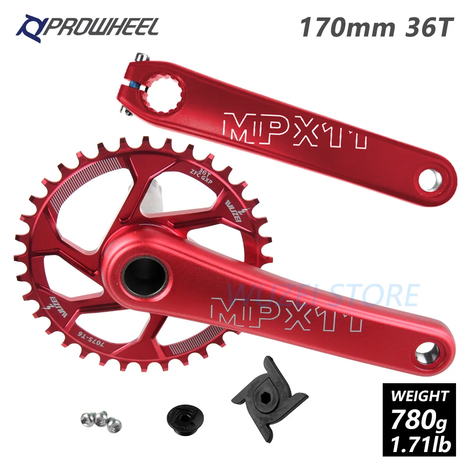 170mm Red 36T PROWHEEL MPX11 Кривошип горного велосипеда цепное колесо 170/175 мм/30/32/34/36/38 T звезды MTB велосипед диаметра окружности болтов для SRAM GXP XX1 X9 модными принтами XO X01 - Цвет: 170mm Red 36T