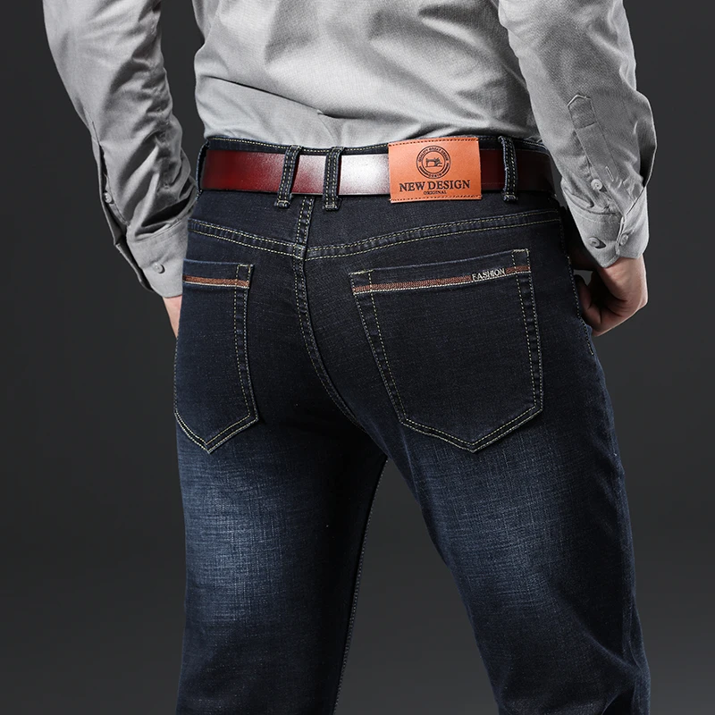 Брендовые 2019 новые мужские Модные джинсы деловые повседневные Стрейчевые узкие