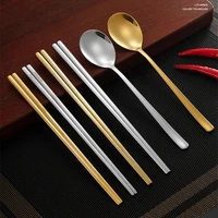 304 stainless steel chinese chopsticks gold silver spoon tableware food noodles sushi chopsticks kitchen tableware accessories