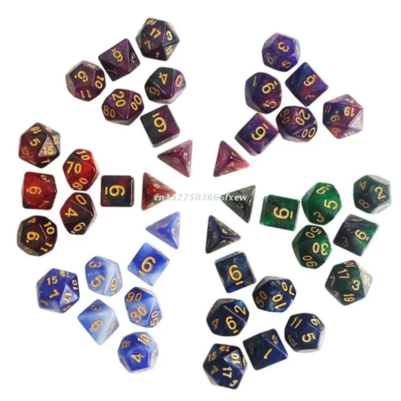 

7 Pcs/Set Acrylic Dice Multi-faceted Various Shapes Sculpture Digital Dices for Club/Party/Family Board Game Accessories