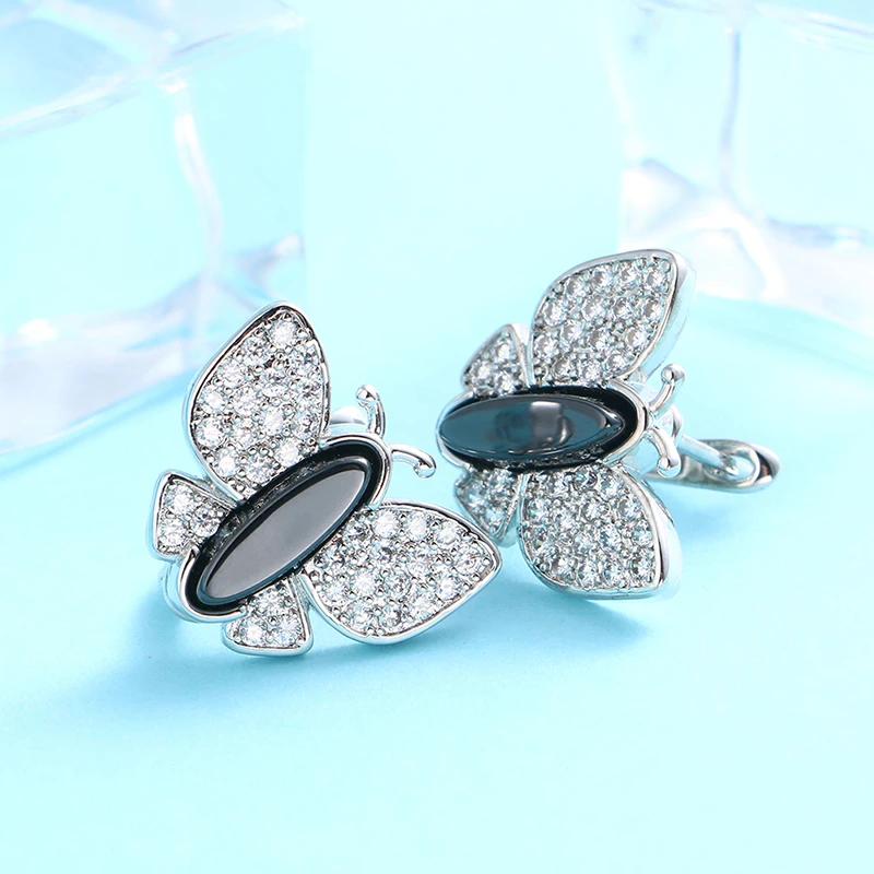 Европейские серьги-бабочки черно-белая цветная дрель вечерние аксессуары