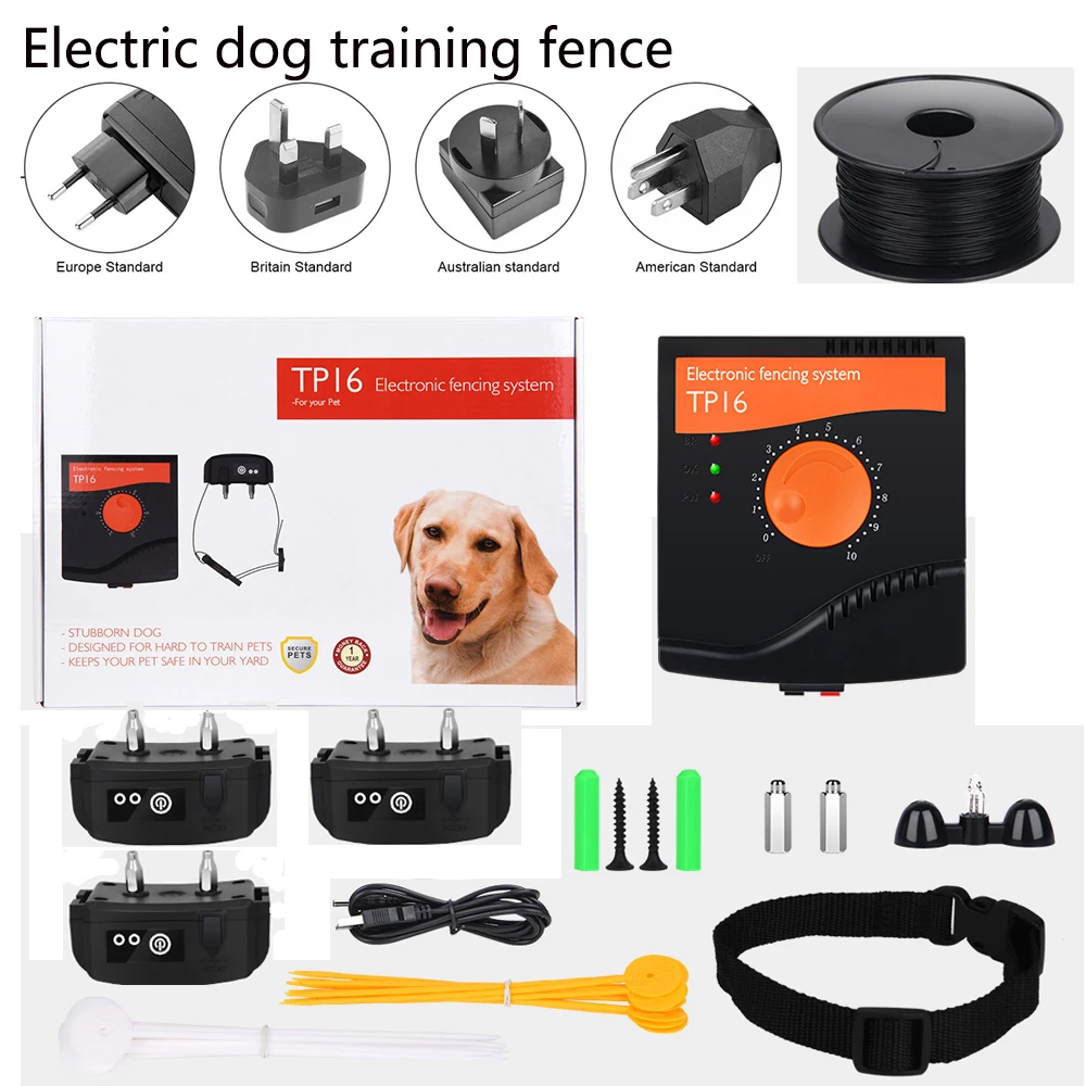 

Metre Electric Dog Fence System 5000square TP16 Rechargeable Waterproof Warning Beep Shock Training Fencing Containment System