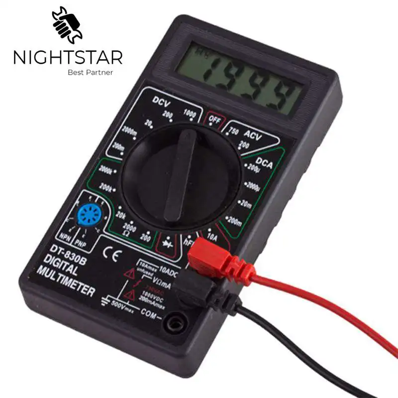 

Digital Multimeter DC AC Voltmeter Ammeter Ohm Diode Tester Meter Check and HFE Overload Protection DT830B
