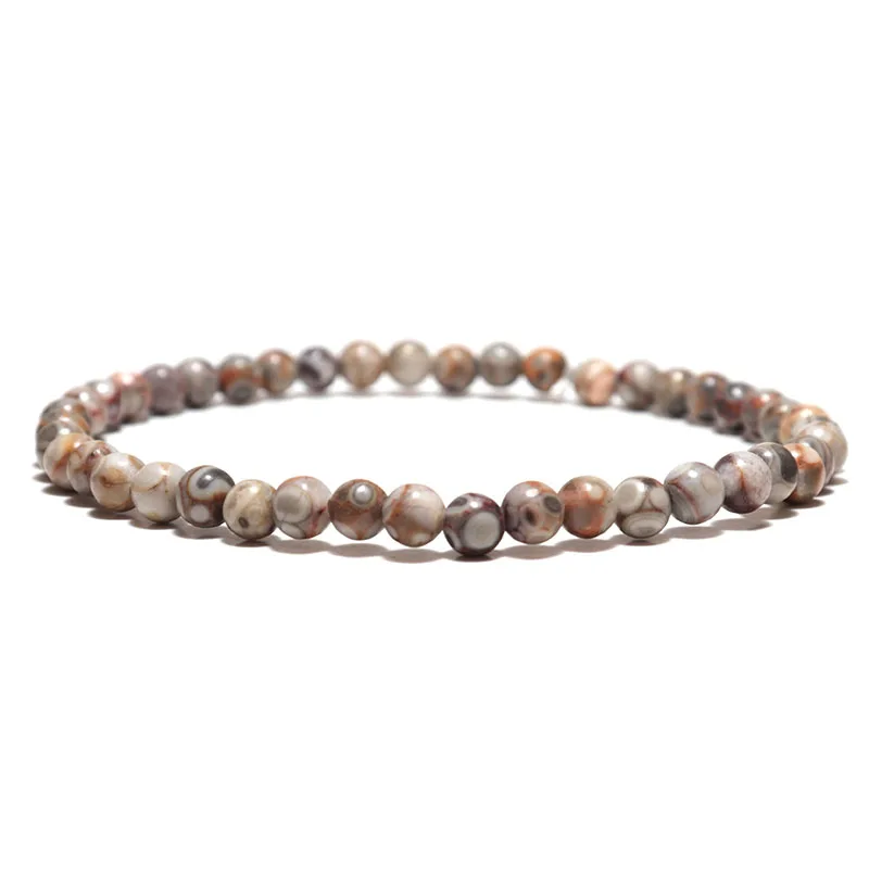 Noter минималистичные бусины из натурального камня браслет унисекс 4 мм 6 8 10 12 Strand