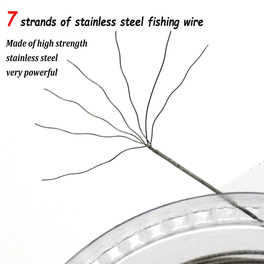 10M 7 Strand Braided Stainless Steel Wire Fishing Leader Sinking Trace Fishing Line Trolling Salterwater Fishing Rig Material
