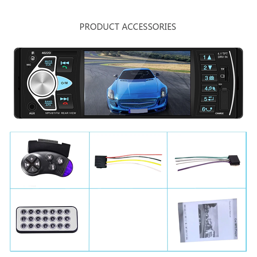 Автомагнитола Podofo 4 1 дюйма Din с поддержкой Bluetooth и камеры заднего