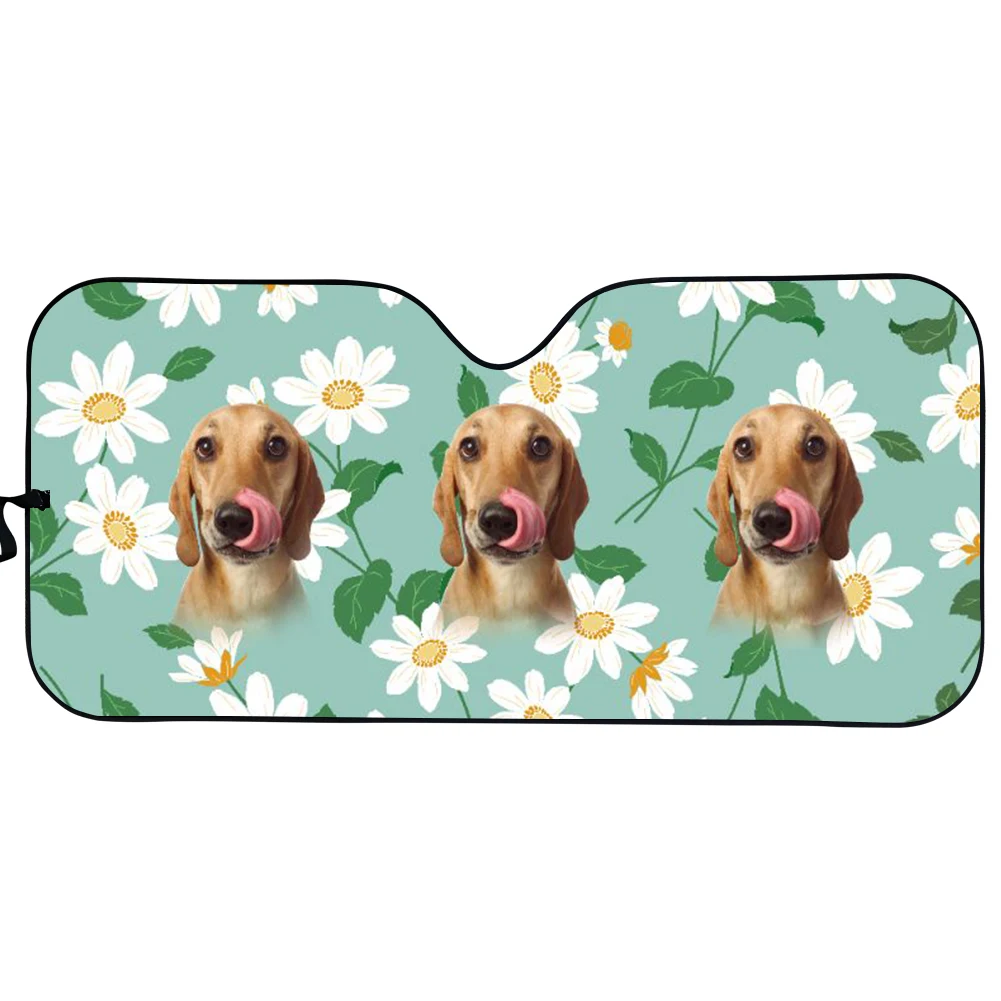 

Cute Dogs Floral Pattern Car Interior Sunshade for Front Window UV Protected Foldable Auto Front Windshield Sun Shade Cover