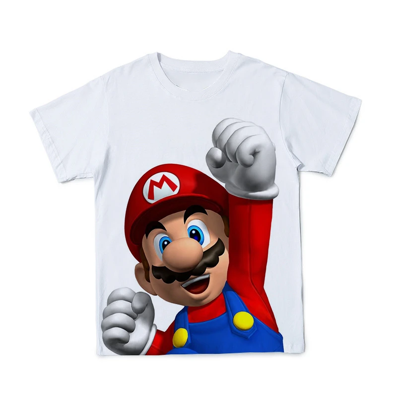

2021 Summer Boys And Girls Tshirt New Japanese Game Mario 3D Printed T-shirt Mixed Material Children's Breathable Clothes 4T-14T