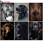 Алмазная живопись Huacan 5d сделай сам, картина с черной собакой, полноразмернаякруглая Алмазная вышивка, наклейка с животными, декор для домашних животных