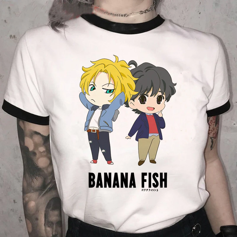 Футболка с изображением банановых рыбок Ullzang милая женская футболка графическим