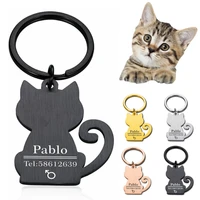personalized cat id tags collar id tags for kitten cat engraved id tag custom name phone number stainless steel pendant cat tags