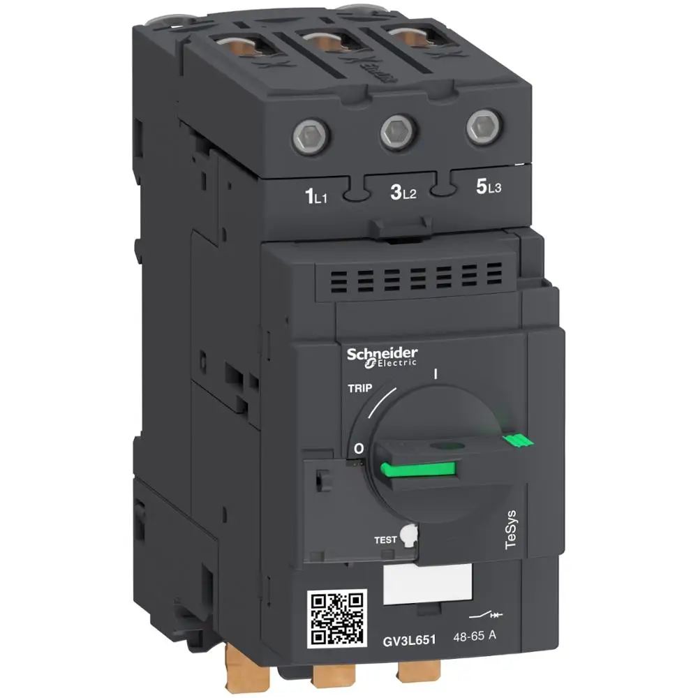 

GV3L651 GV3-L651 Motor circuit breaker, TeSys GV3, 3P, 65 A, magnetic, rotary handle, EverLink terminals, for contactor assembly