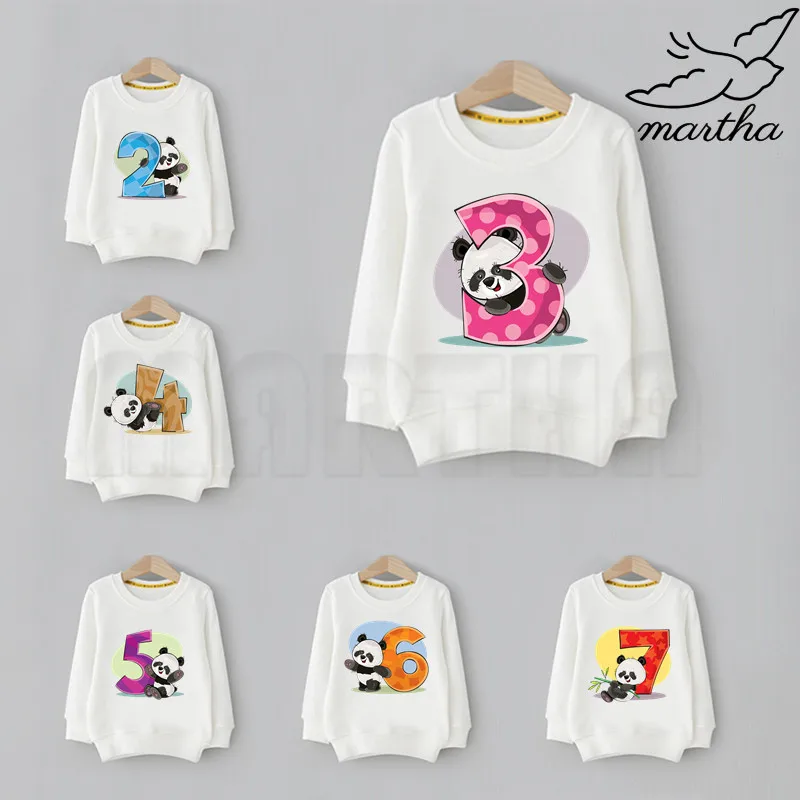 Детские толстовки с капюшоном изображением панды и цифр на день рождения для