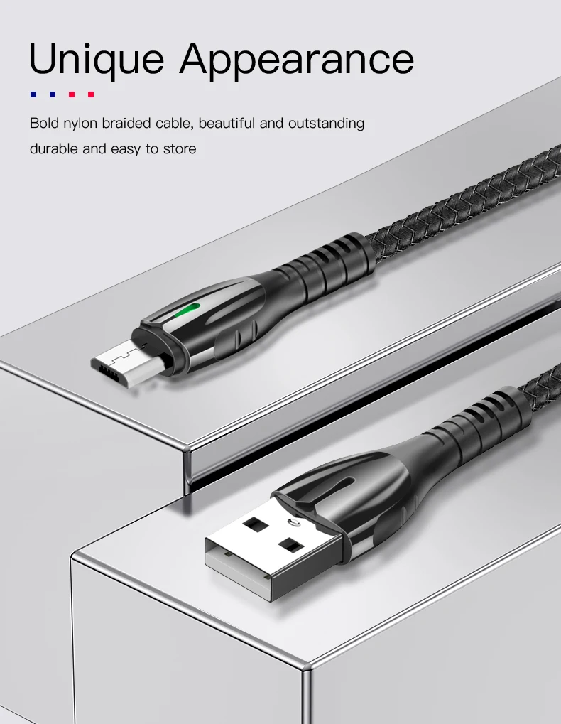 Yesido 2.4A светодиодное освещение Micro USB кабель для huawei mate samsung Xiaomi LG быстрое зарядное устройство Android Дата-кабель USB телефонный шнур