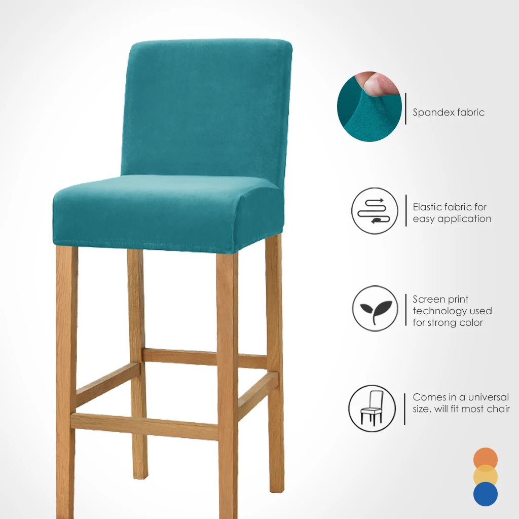 Cover Stretch Solid Faux-leather Stool Chair Cover For Club 