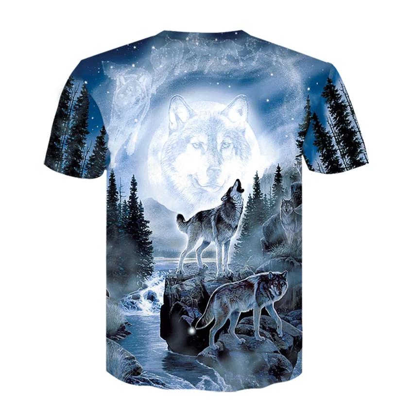 

New O-neck style Short Sleeve T-shirt 2021 Fashion hot Men Casual Tops tee Men fashion Wolf series 3D Print T-shirt men clothing