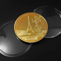 paris eiffel tower gold plated commemorative coins gold coins silver coins tourism collection crafts challenge coin