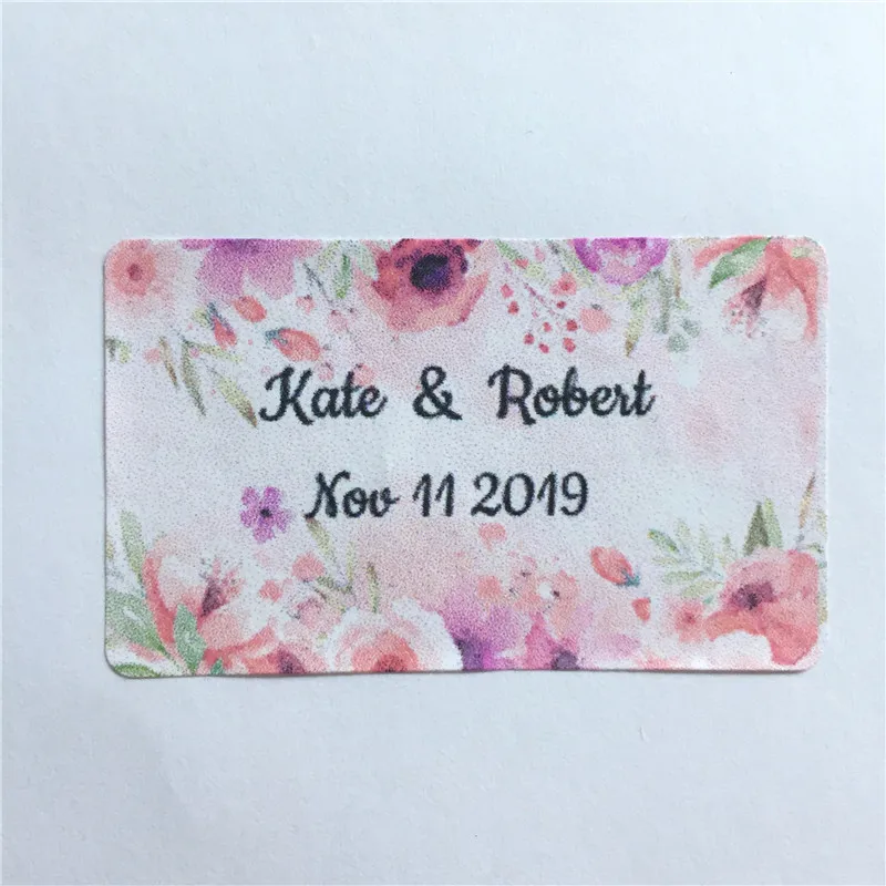

100 Pieces Custom Wedding Labels Rectangle Adhesive Stickers Personalized Name and Date Gift Favor Box Seals