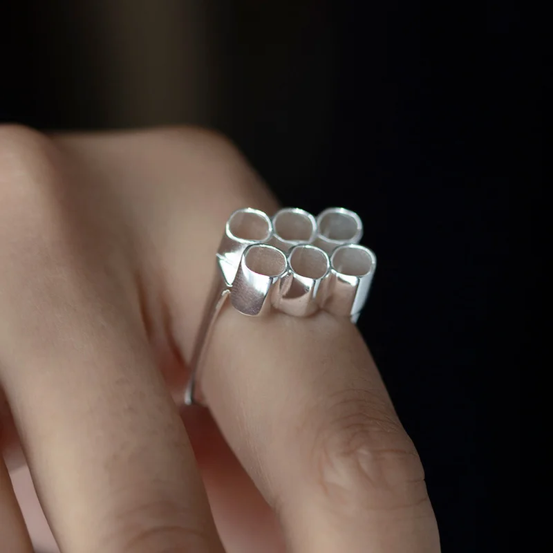 

INATURE 925 Sterling Silver Rings for Women Fashion Square Round Geometric Finger Ring Party Jewelry
