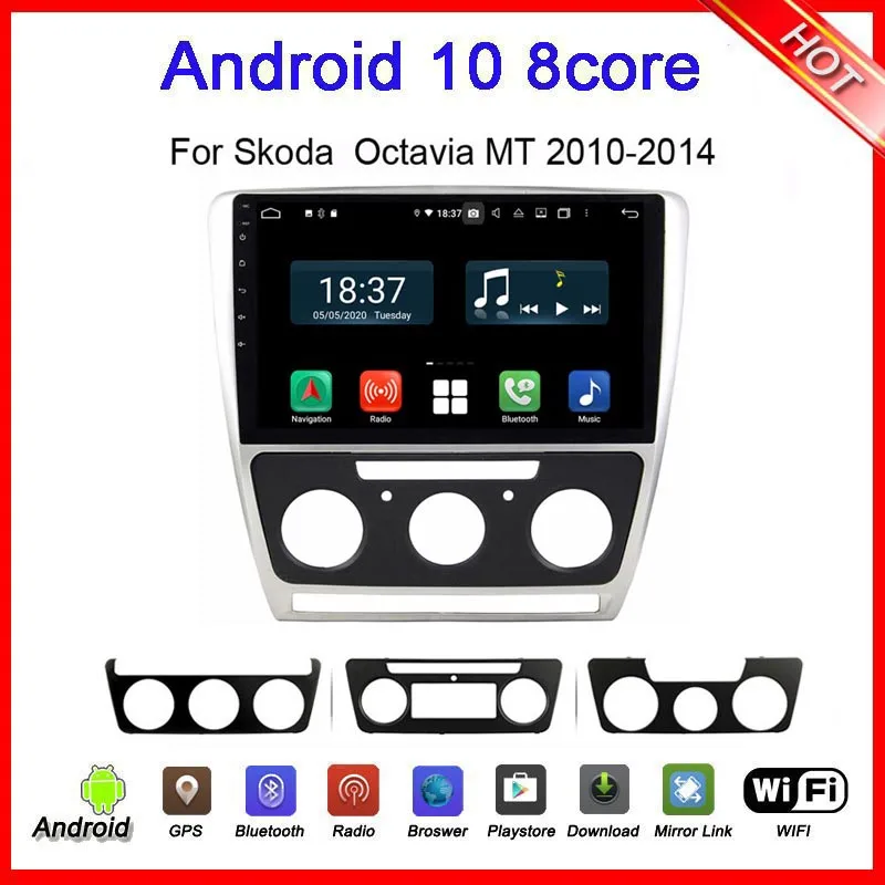 

Автомобильная магнитола 10,1 дюймов 4 + 128G android10 для Skoda Octavia 2009-2016 Автомобильный мультимедийный плеер gps Navi аудио стерео DSP головное устройство