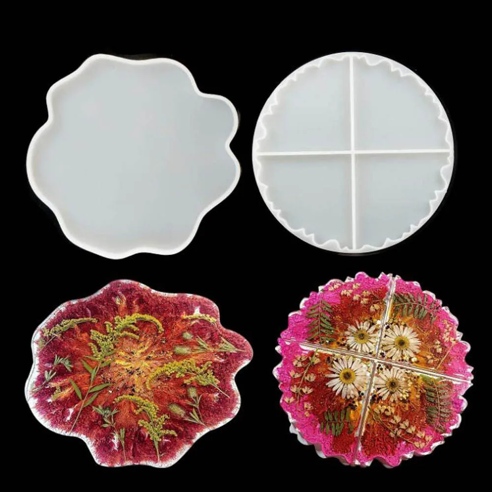 

Handmade diy crystal epoxy mold wave coaster mold Fruit tray mould mirror resin pendant pendulum table