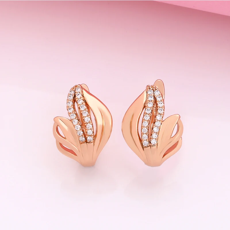 OCESRIO 585 золотые полые серьги в виде цветка с камнями ювелирные изделия