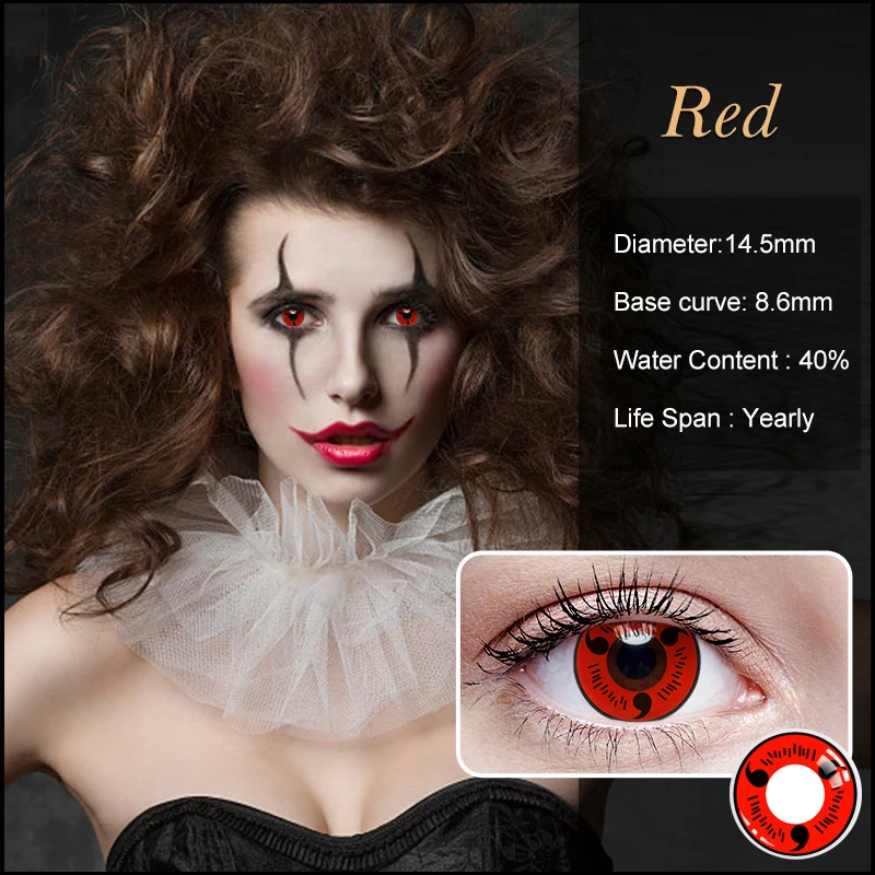 Матовые черные контактные линзы белые без зрачка красные для глаз цветные на