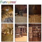 Фон Funnytree для студийной фотосъемки со склада в западном стиле с изображением стога сена сарая деревянный фон для фотосъемки Детская осенняя фотозона