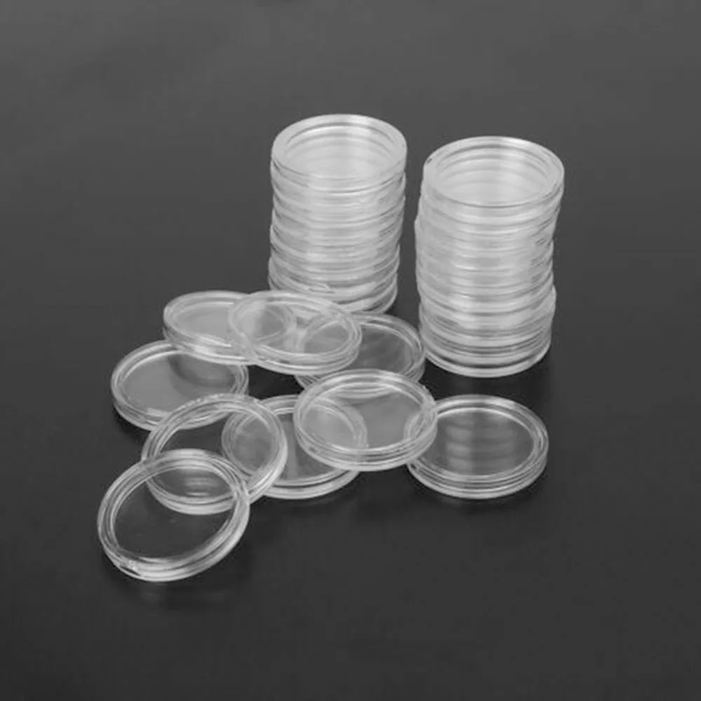 

Commemorative Coin Jewelry Portable Case Round Clear Holder Crafts Storage Box