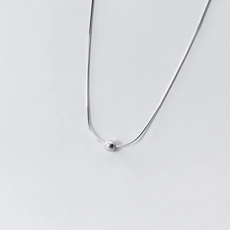 

Ginin 925 Sterling Silver Japanese Small and Simple Glossy Bead Pendant Necklace Sweet Elegant Pearl Grace Women Choker Jewelry