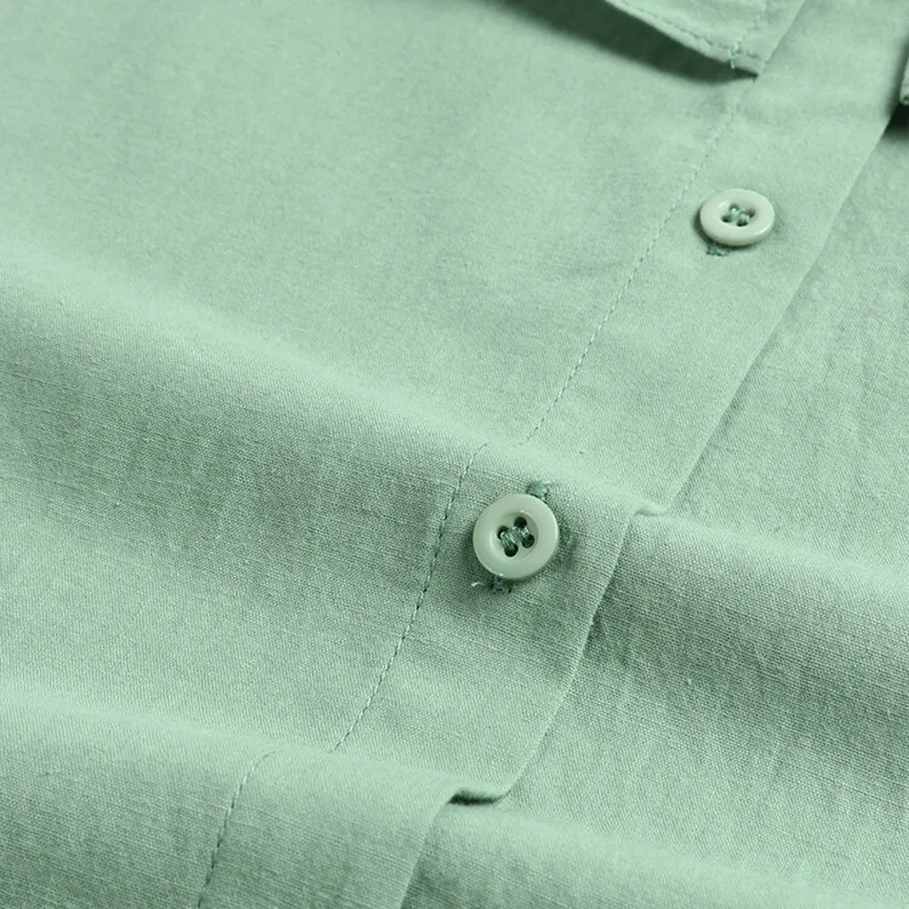 Однотонные женские блузки CHAMSGEND летние топы женская льняная рубашка с коротким