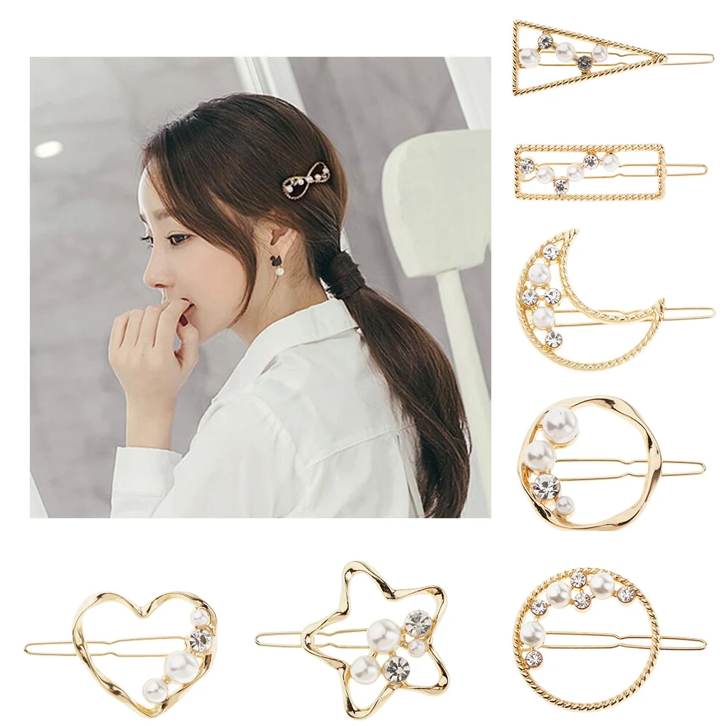 

Metal Hairgrips, Hollow Design Hair Clips With Beaded Rhinestones, Hairpins,
