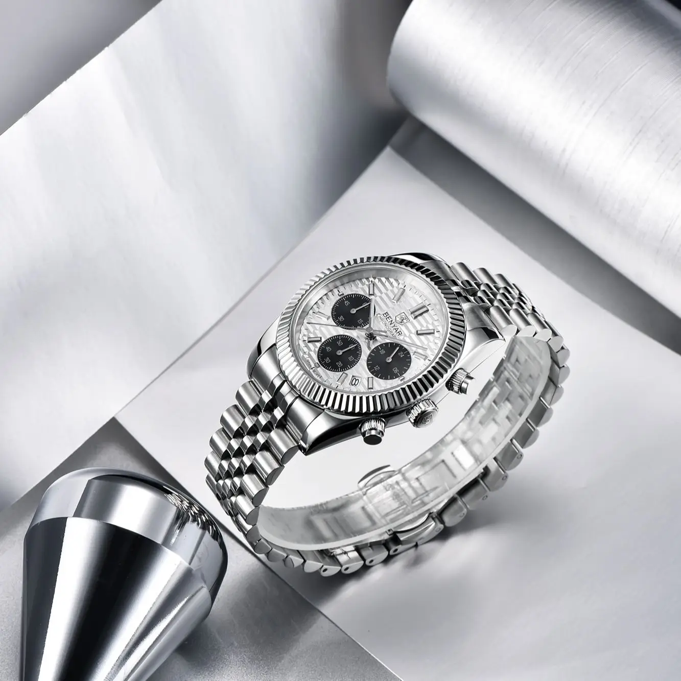 Benyar 2021 New Men's 40mm Quartz Watch Luxury Sapphire Stainless Steel 100m Waterproof Men's Automatic Watch Relogio Masculino enlarge
