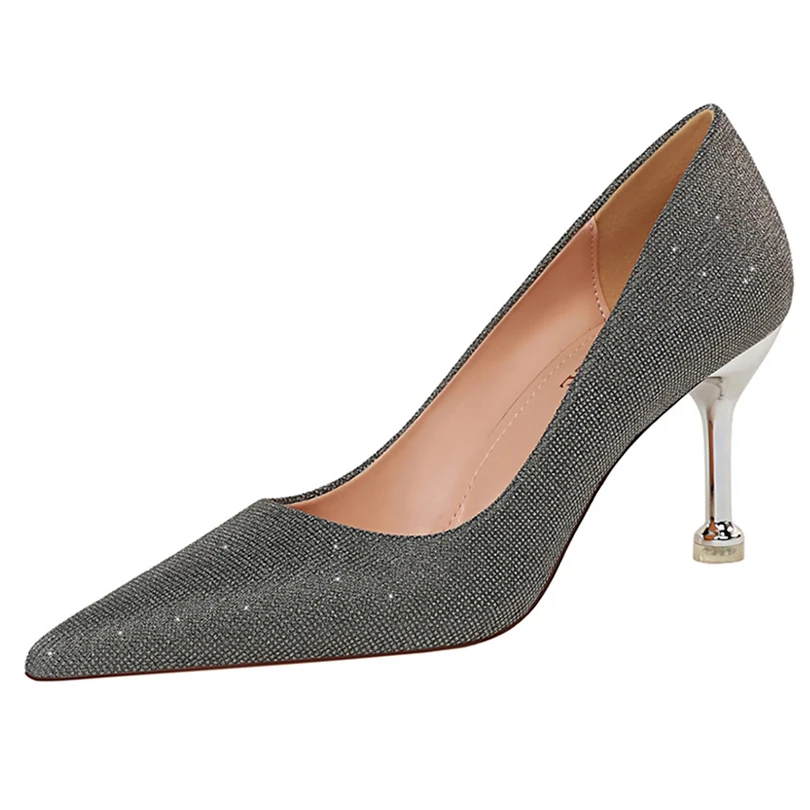 

Туфли-лодочки женские на шпильках, пикантные блестящие, заостренный носок, металлический каблук, высокий каблук, Свадебная и вечерняя Обувь...