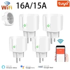 Умная розетка Wi-Fi, 16 А15 А, управление через приложение Tuya SmartLife, работает с Alexa Google Assistant