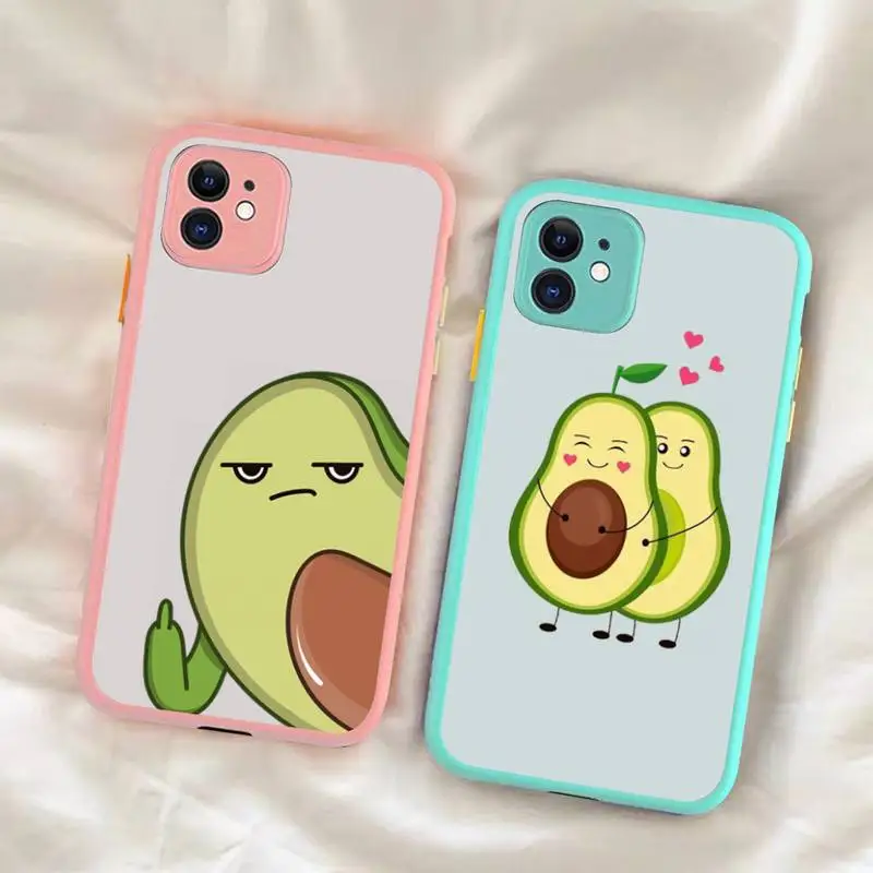

MaiYaCa Cute Cartoon Fruit Avocado Phone Case for iPhone X XR XS 7 8 Plus 11 12 13 pro MAX 13mini Translucent Matte Shockproof