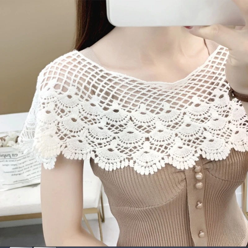 Воротник оборки шаль патчворк отделка съемная половина рубашки с пуговицами