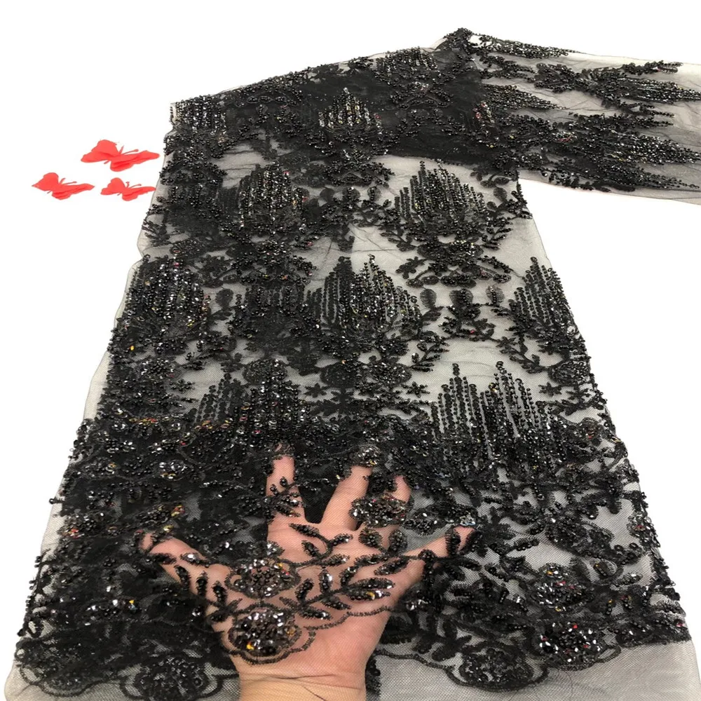 

African Sequins Lace Fabric 2020 High Quality Lace Material French Nigerian Lace Tulle Mesh Fabrics For Wedding Sewing RF210-320