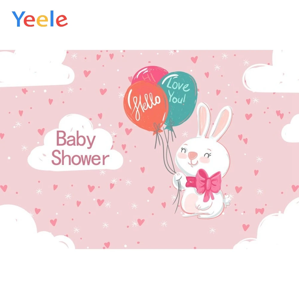 

Yeele Newborn Baby Shower Party Pink Balloon Rabbit Customized Photography Backdrop Birthday Background Vinyl For Photo Studio