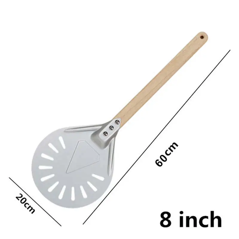 

7/8/9inch Perforated Pizza Turning Peel Pizza Shovel Aluminum wooden handle Pizza Peel Paddle Short Pizza Tool Non Slip Handle