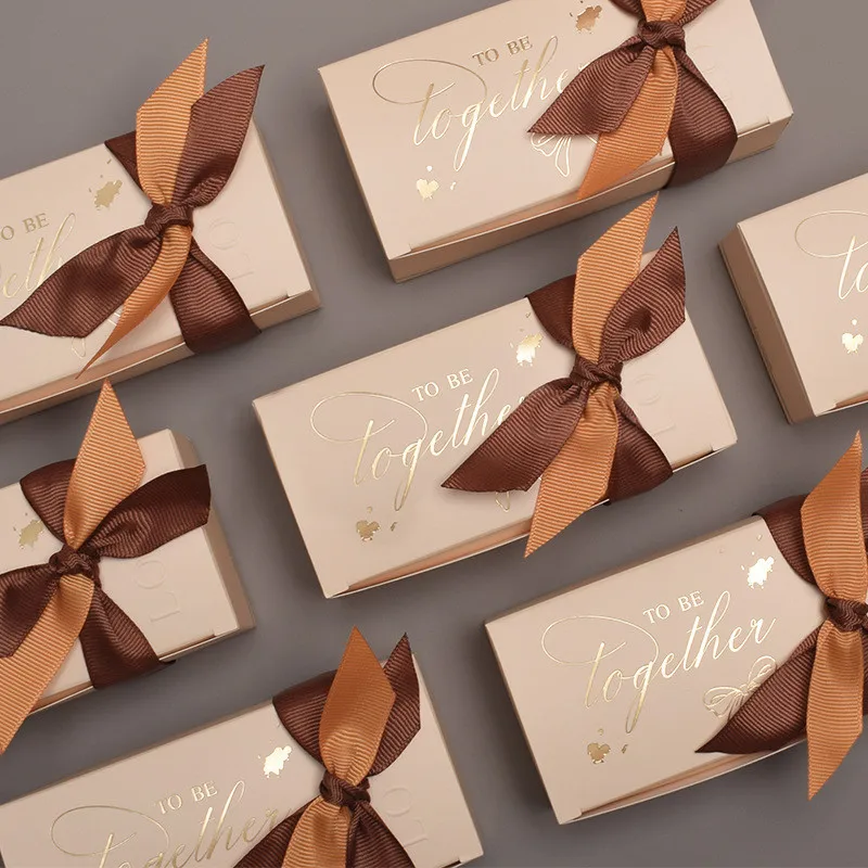 

10/20/50pcs Candy Gift Box Wedding Favors for Guests Double Color Ribbon Baby Shower Red Pink Cardboard Paper Packaging Bag