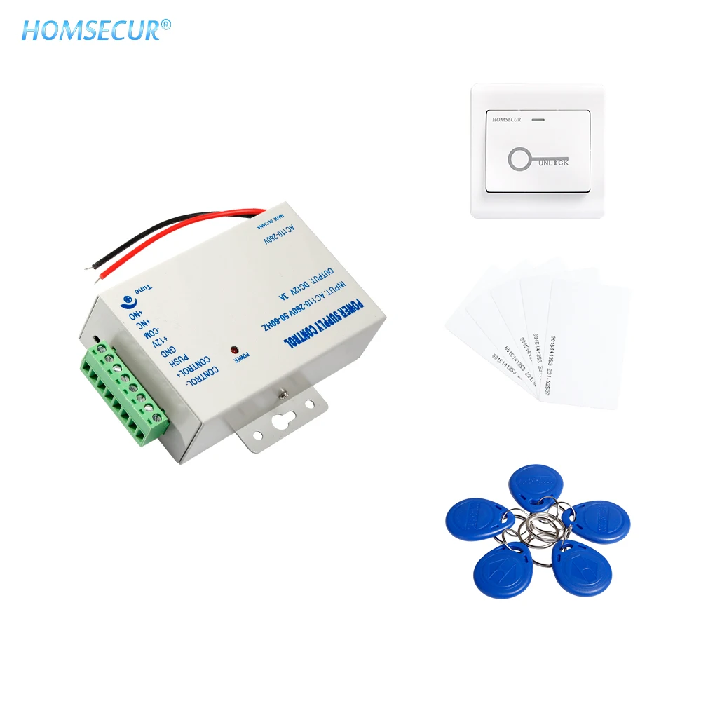 

Аксессуары для управления доступом к двери HOMSECUR с блоком питания, кнопкой выхода, RFID-картами, брелоками RFID